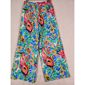 Caleaaa Paisley Palazzo Pants Womens Sz Medium Wide Leg Boho Festival Colorful